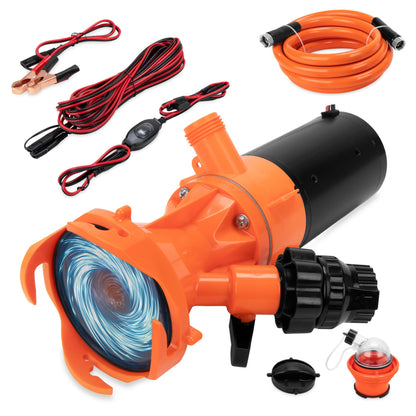 Camco Rhino Camper/RV Sewage Macerator Pump Kit - Features Run Dry Protection and High Temp Protection - Compatible w/4”, 3.5” & 3” Sewer Outlets - Designed w/Self-Priming 12 Volt DC Motor (39040)