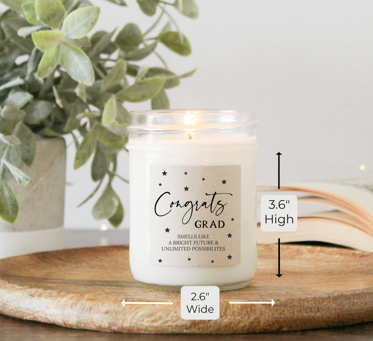 The Dancing Wick Candle - Congrats Grad 2026 - Golden Hour Scented Soy Wax Candle - Dreamy Floral & Sweet Amber Scent - 8 oz, Hand-Poured - Made in the USA – Graduation Gift (Congrats Grad)