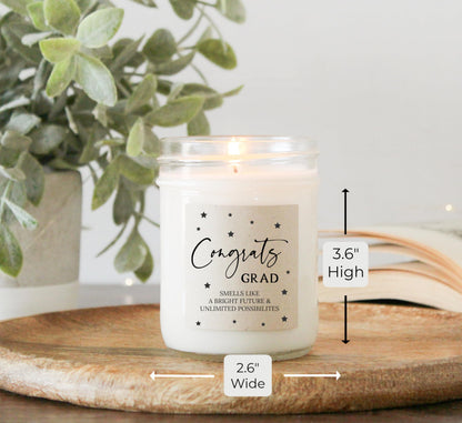 The Dancing Wick Candle - Congrats Grad 2026 - Golden Hour Scented Soy Wax Candle - Dreamy Floral & Sweet Amber Scent - 8 oz, Hand-Poured - Made in the USA – Graduation Gift (Congrats Grad)