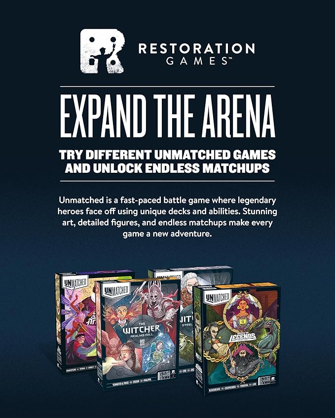 Restoration Games Unmatched Muhammad Ali vs Bruce Lee - Strategy Board Game for 2 Players - Heroes Expansion with Miniatures Unique Decks and Abilities - 20 Min Playtime - Ages 9+