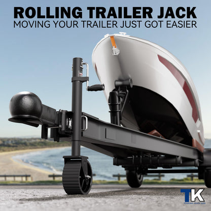 TOWKING 8-inch Wheel Trailer Jack, 13" Vertical Movement, 2000 lbs, for RV, Boat, Trailer and More, Black