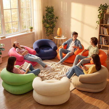 Novabright 12 Pcs Inflatable Chairs for Adults Blow Up Games Chairs Folding Portable Flocking Inflatable Sofa for Living Room Learning Camping Party (Colorful)