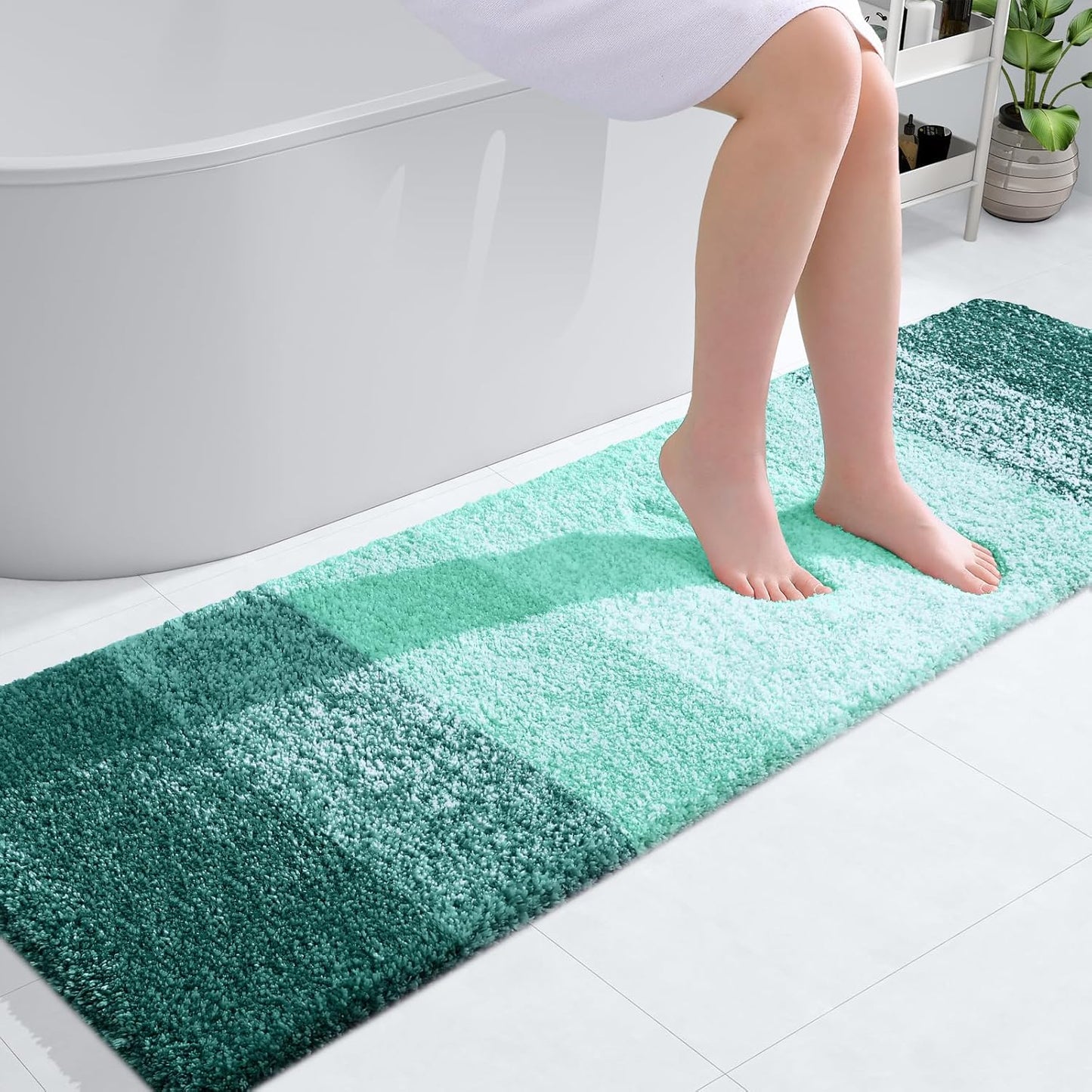 OLANLY Bathroom Runner Rug - Extra Soft Microfiber Mat with Rubber Backing | 59x17 Inches, Quick Dry, Blackish Green