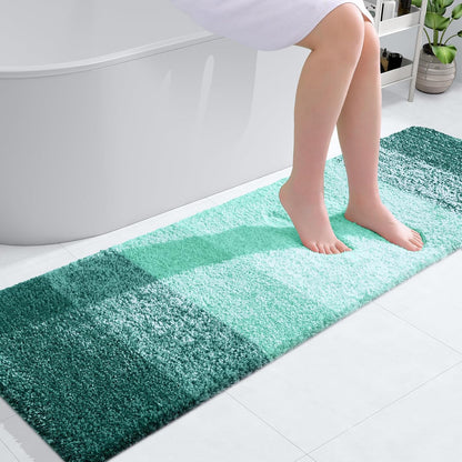 OLANLY Bathroom Runner Rug - Extra Soft Microfiber Mat with Rubber Backing | 59x17 Inches, Quick Dry, Blackish Green