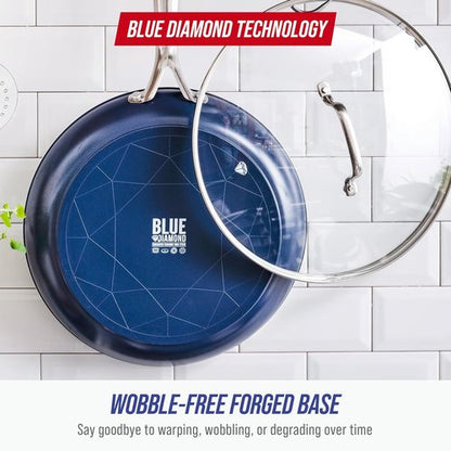 Blue Diamond 12" Nonstick Frying Pan - Diamond Infused Ceramic Skillet, Dishwasher & Oven Safe, Stay Cool Handle