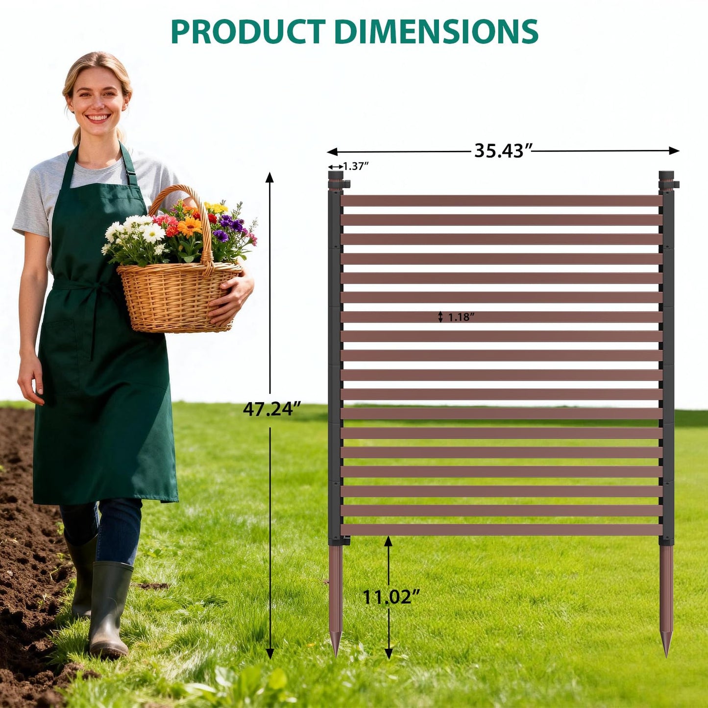 Garvee Privacy Fence Panels for Outside, 48" h×106" w 3-Panel No-Dig, Rustproof Decorative Garden Barrier, Air Conditioner Fence Panels, Pool Equipment Enclosure, Trash Can Screens, Easy Install