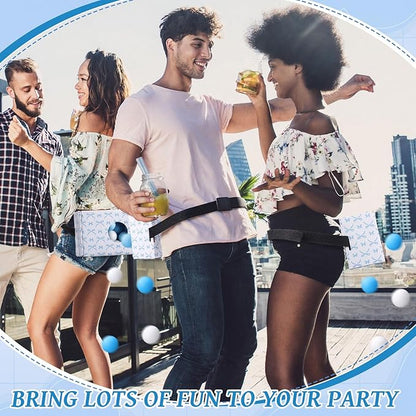 Yaomiao 4 Pack Bachelorette Party Shaking Swing Balls Indoor Party Game Set Includes 4 Set Strap Shake Box and 80 Balls for Birthday Bachelorette Bridal Shower Table Tennis(White BowBlue White)