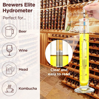 3 Packs Triple Scale Hydrometer with Cleaning Cloth for Wine Beer Mead Kombucha Brewer Elite Hydrometer Alcohol Measuring Tools Brewing Supplies Distilling Equipment for Home Tester