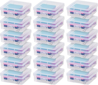 IRIS USA Pencil Case Boxes - 18-Pack Clear Plastic Organizing Containers with Snap Lid for Crafts & Stickers