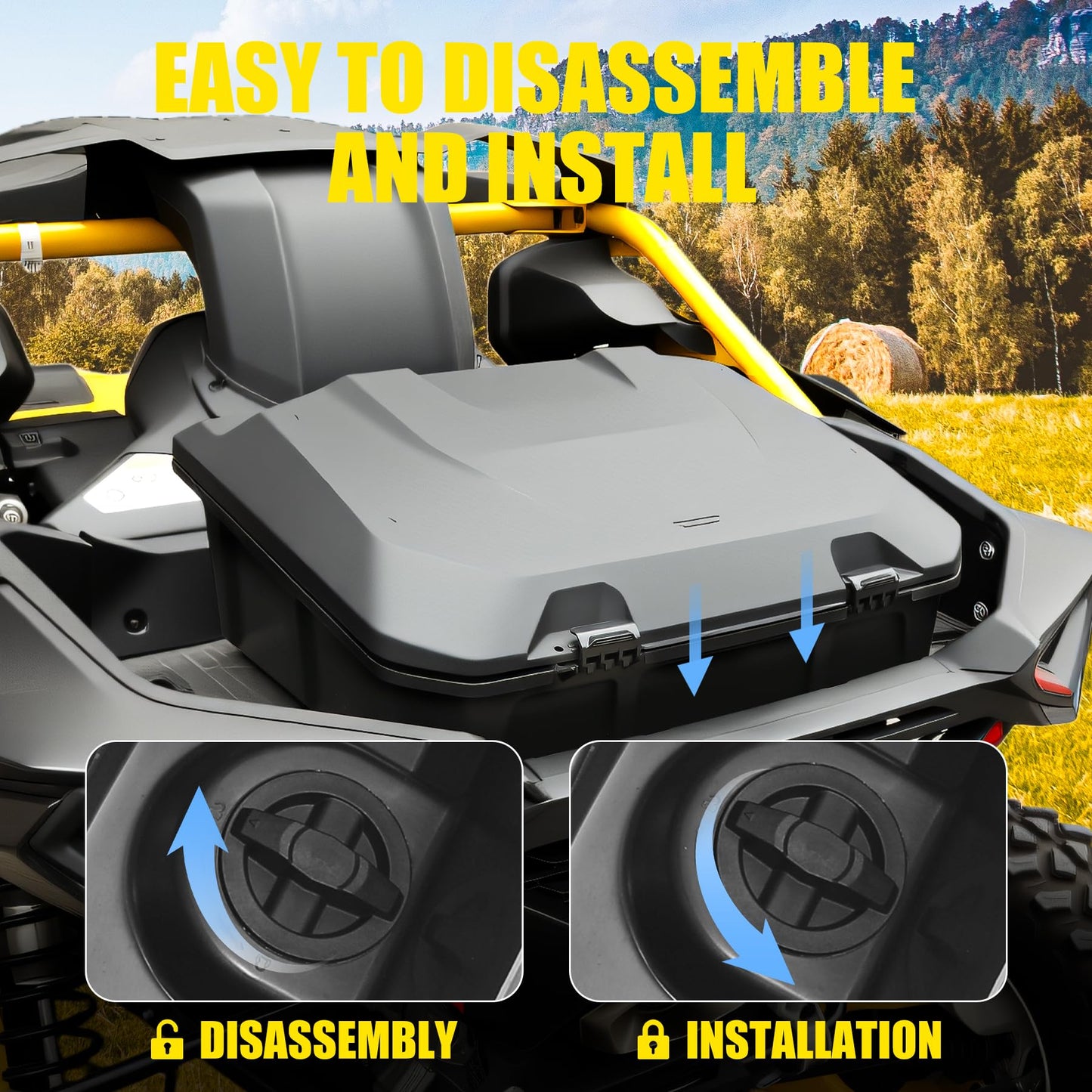 XATVXUTV 96L UTV Cargo Storage Box for Can-Am Maverick R, Large Poly Waterproof Rear Bed Storage Bin Tool Box for for Can Am Maverick R MAX X RS 2024+ Accessories, Replace #715007182