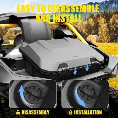 XATVXUTV 96L UTV Cargo Storage Box for Can-Am Maverick R, Large Poly Waterproof Rear Bed Storage Bin Tool Box for for Can Am Maverick R MAX X RS 2024+ Accessories, Replace #715007182