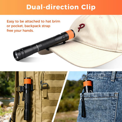 KunHe 180 Lumen LED Portable Rechargeable Pen Flashlight 20-Pack Waterproof Pocket Flash Light Single Mode Easy to Use with Clip Suitable for Inspection Camping and Daily Use