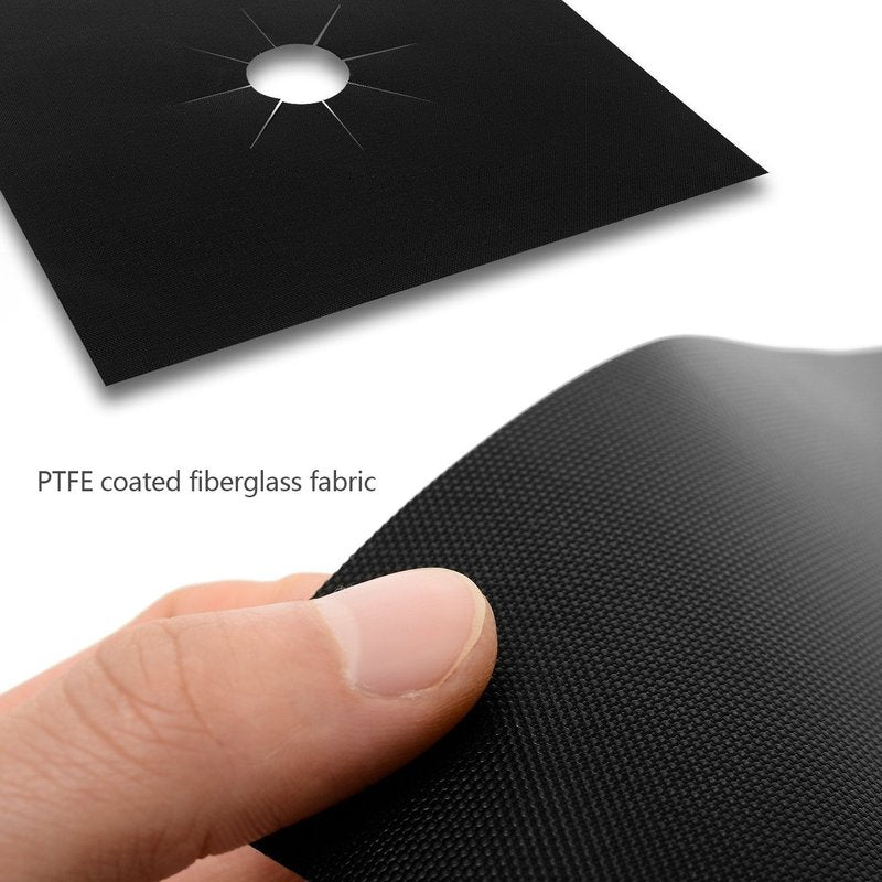 Stove Burner Covers - Gas Stove Protectors Black 0.2mm Double Thickness, Reusable, Non-Stick, Fast Clean Liners for Kitchen/Cooking. Stove top Covers Gas Burners Size 10.6" x 10.6" BPA Free(8 Packs)