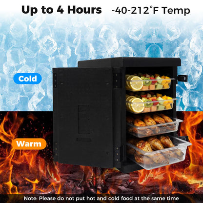 Goplus 91 Qt Insulated Food Pan Carrier, Lightweight Front Loading Food Warmer Cooler w/Safety Buckles and 12 Shelf Dividers, Non-Electrical Stackable Hot Box for Catering Buffet Outdoor Event (1)