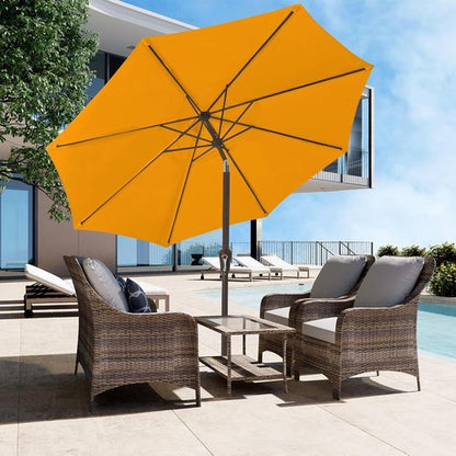 JEAREY 9FT Outdoor Patio Umbrella - UV Protection & Waterproof with Push Button Tilt | Sun Orange
