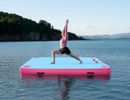 Inflatable Floating Dock for Lakes, Thick and Extra Wide Lake Floats for Adults, Non-Slip Air Dock Platform with Portable Carrying Bag, Floating Platform Island for Pool Beach Ocean