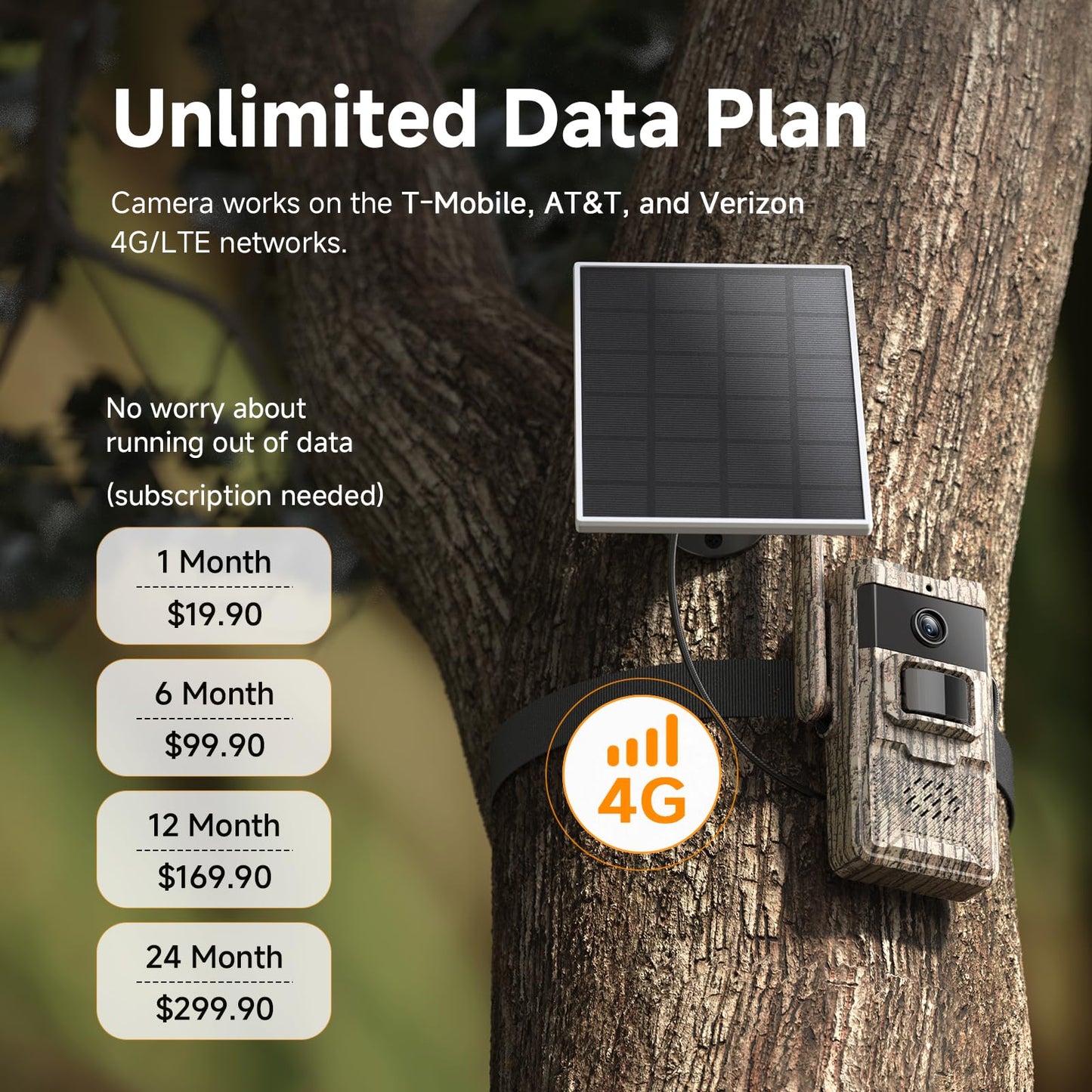 TKENPRO 4G LTE Cellular Trail Cameras 2 Packs Unlimited Data Plan Solar Trail Cameras Built in SIM Card Game Camera IP65 Waterproof Security Camera with 2K Live Video, No Glow Night Vision