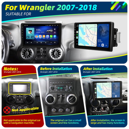Crownyu for Jeep Wrangler JK 2007-2018 Upgrade Android Radio Compatible with Wirelessly Carplay Android Auto Car Stereo Bluetooth Navigation Touch Screen GPS 8core 4GB RAM 64GB Head Unit Media Player