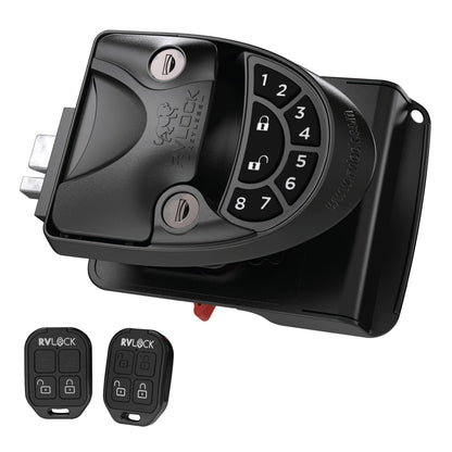 RVLOCK V4 Durable Metal RV Door Lock with Keypad and Remote, Premium Replacement for Trailers, Secure and Convenient Keyless Camper Door Lock Replacement, Patented Security Technology