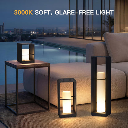 MVBT 11" Tall Solar Lanterns, 3000K LED Outdoor Table Lamp Waterproof, Modern Solar Floor Lamp, Landscape Outdoor Lights Solar Powered Lantern, Dusk to Dawn Patio Light for Yard Deck Path Garden Pool