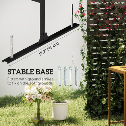 Outsunny Metal Outdoor Privacy Screen, 78" H x 48" W Decorative Privacy Fence Screen, Freestanding Outdoor Divider with Stand, Climbing Plant Trellis for Garden Walkway, Balcony, Patio, Striped Black