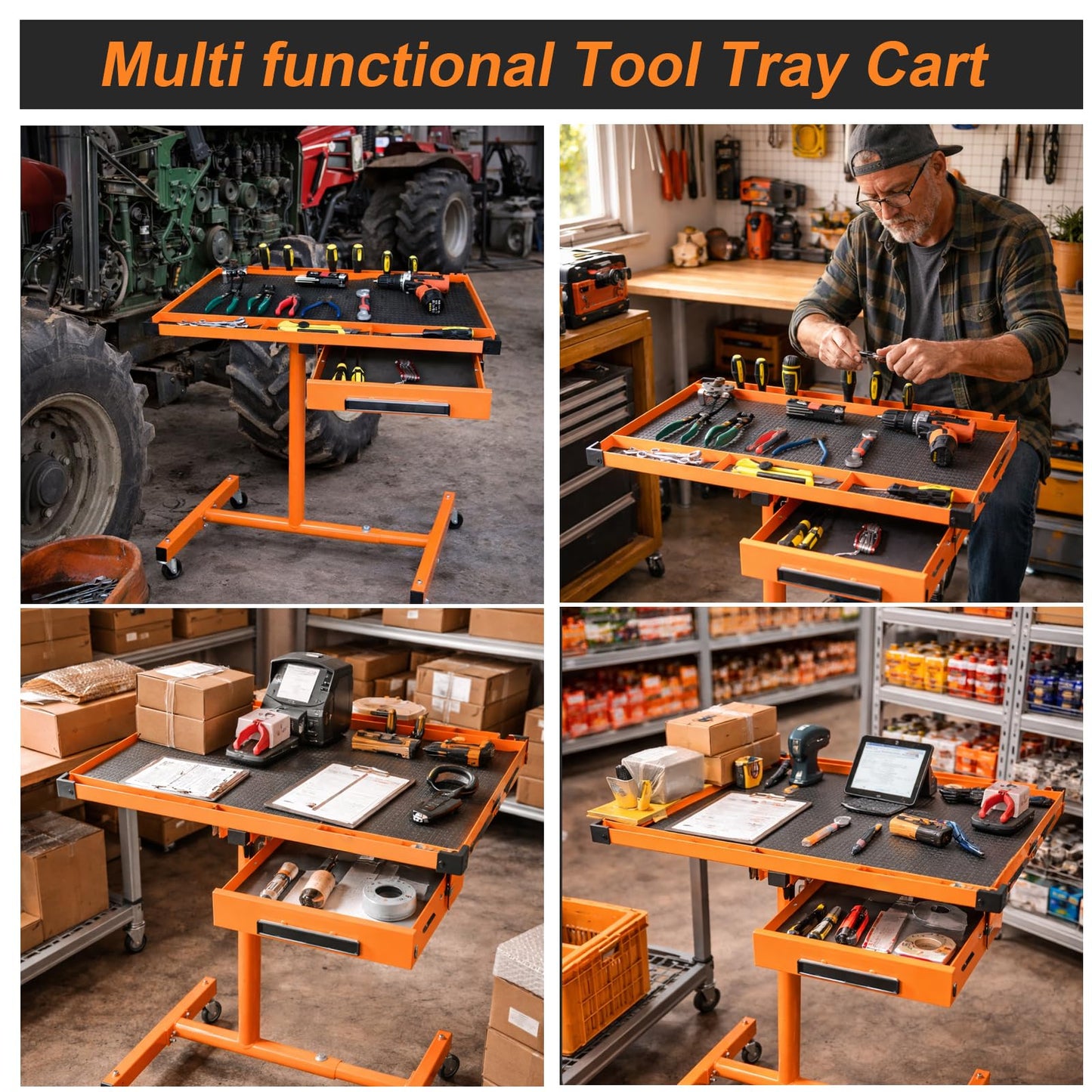 A A IN Heavy Duty Adjustable Work Table with Drawers, for Garages, Repair Shops and DIY, Portable. 220 Pounds Capacity.