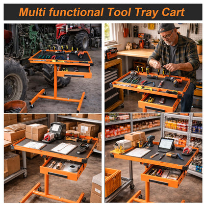 A A IN Heavy Duty Adjustable Work Table with Drawers, for Garages, Repair Shops and DIY, Portable. 220 Pounds Capacity.