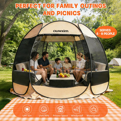 Pop up Gazebo Screen House Tent - Portable Canopy with Mosquito Netting for 6-8 Persons - Instant UV Protection Sun Shelter for Backyard, Patio, Garden & Camping, Waterproof