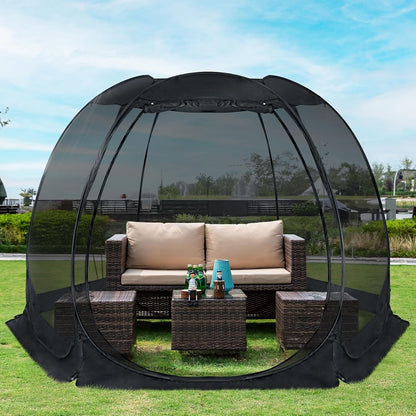 Alvantor® Pop Up House Tent, Outdoor Screen Room, Canopy Tent with UV Resistant, Easy Up Foldable Screen House for Camping Garden, Black, 10 x10 FT