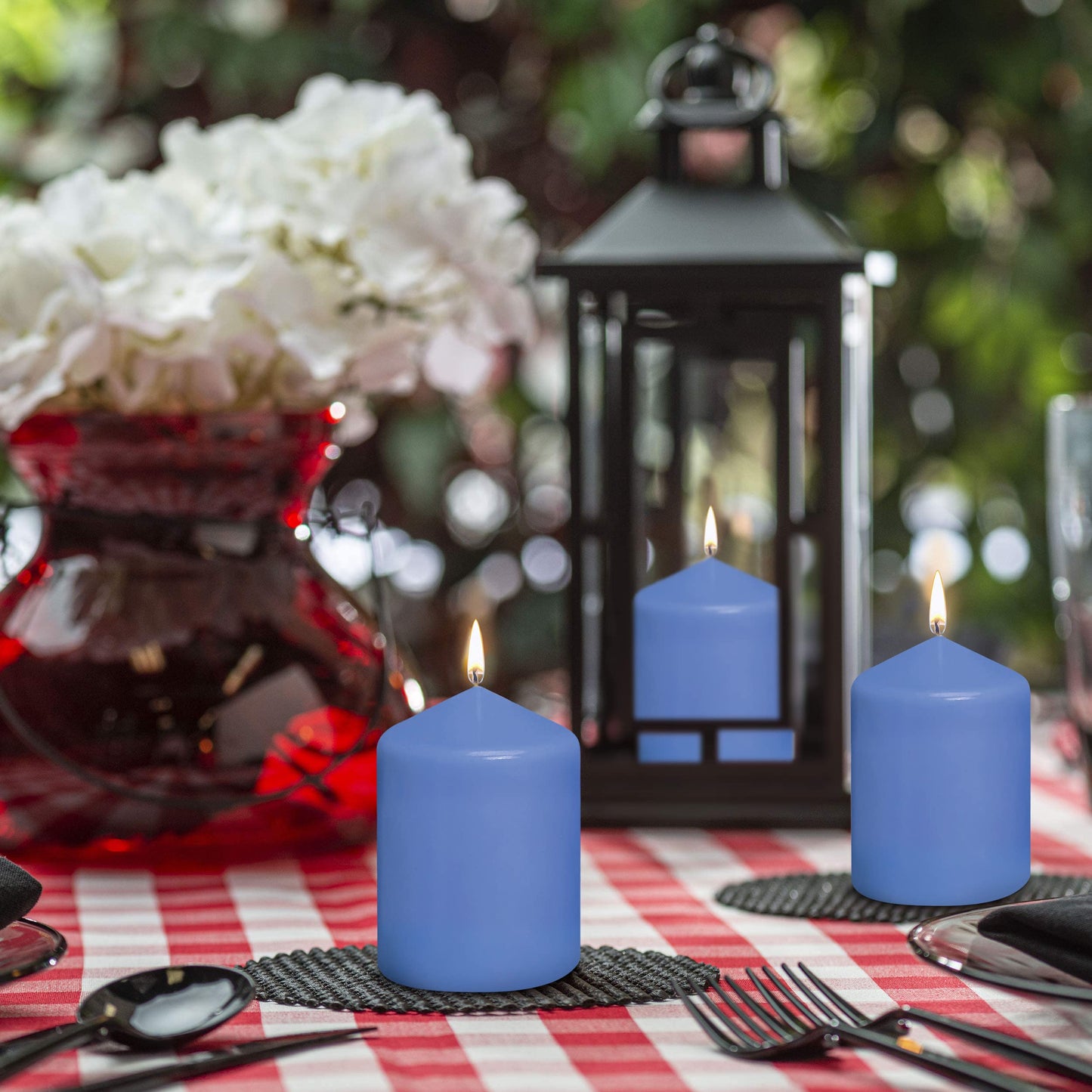 BOLSIUS 10 Blue Pillar Candles - 2.25 x 3.25 Inches - Premium European Quality - Individually Wrapped - 17 Hour Burn Time - Dripless Smokeless Unscented Dinner, Wedding, Party, & Restaurant Candles