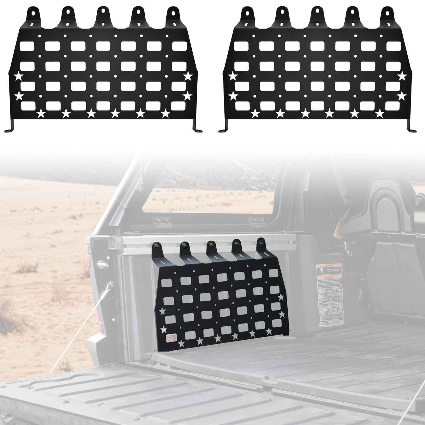 KEWISAUTO Rear Cargo Bed Side Molle Panels for Polaris Xpedition ADV 2024-2026 Accessories, 2 PCS Iron Rear Storage Tool Organizer Cargo Shelf Rack Side Molle Panels for Xpedition ADV 5 2024-2026