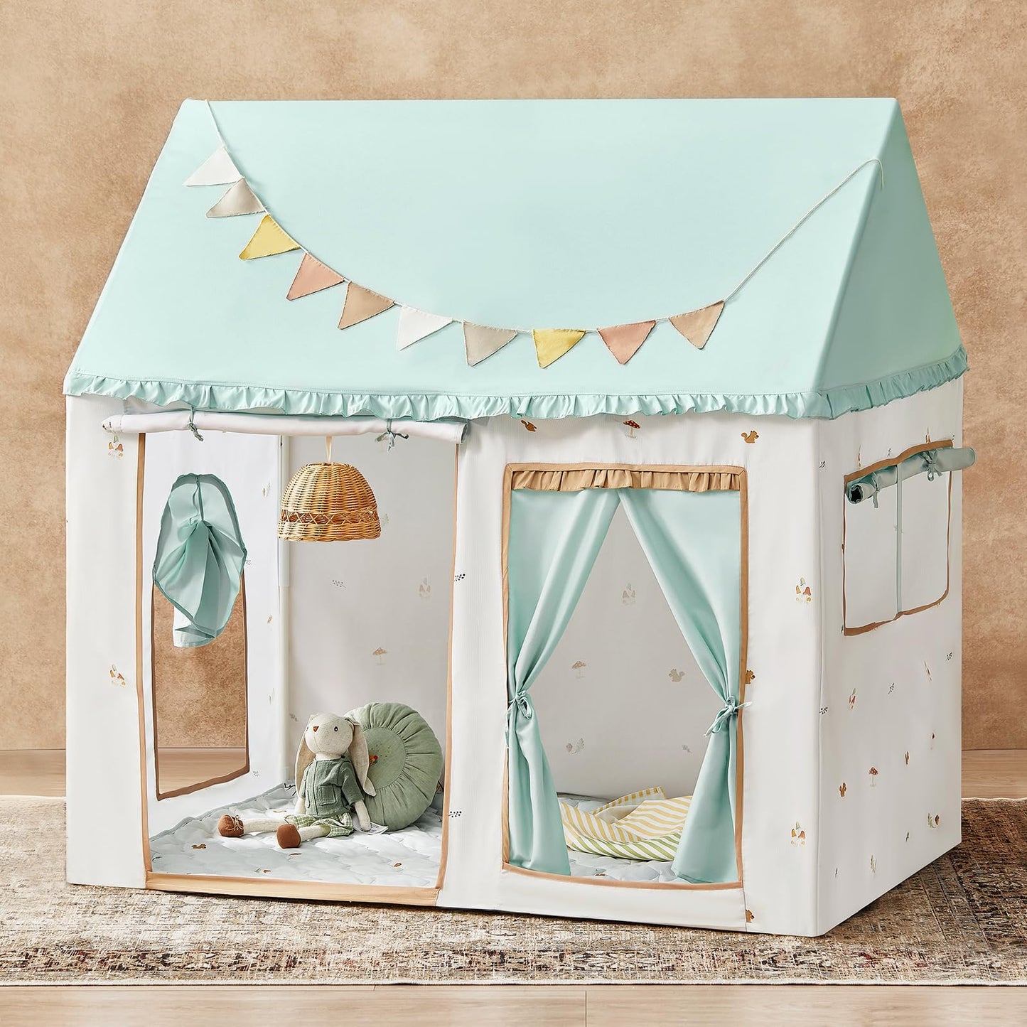 Tiny Land Kids Play Tent with Tunnel, Pop Up Play Tent with Ball Pits, Kids Tent with Printed Mat