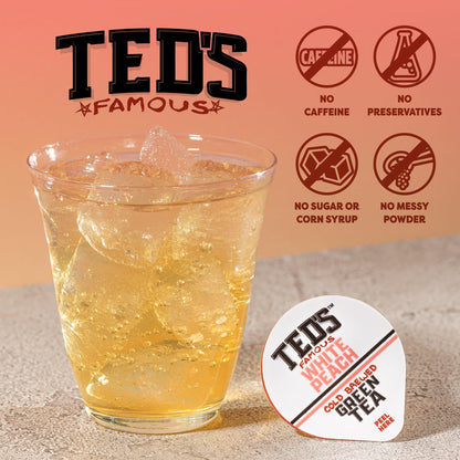 Ted's Tea by Java House - Single Serve Liquid Concentrate Pods - Peel and Pour - White Peach Green Tea - Pack of 12