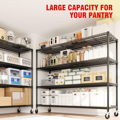 ExploreHorizon 4-Tier Metal Storage Shelving Unit, 2640 Lbs Load Capacity Heavy-Duty Shelf Organizer, Adjustable Wire Rack Shelves for Garage, Pantry & Kitchen, 73.8" h x 59" w x 23.9" d