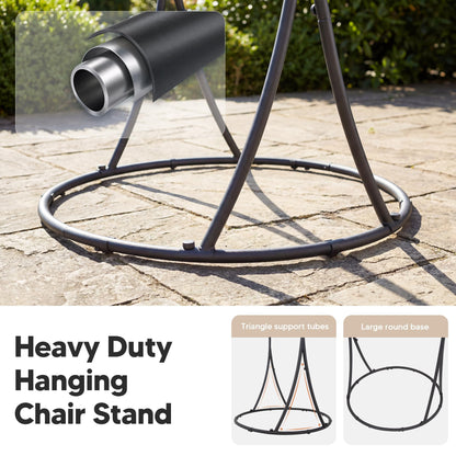 SUNCREAT Hammock Chair with Stand Included, Heavy Duty Hanging Chair with Stand, 330 lbs Capacity, Patented, Beige