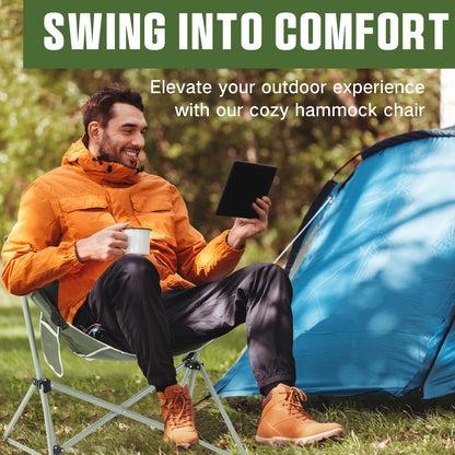 Reallnaive 2 Pcs Hammock Camping Chair with Adjustable Backrest, Heavy Duty Folding Swinging Chair Supports 300lbs, Portable for Camping, Travelling and Patio Green
