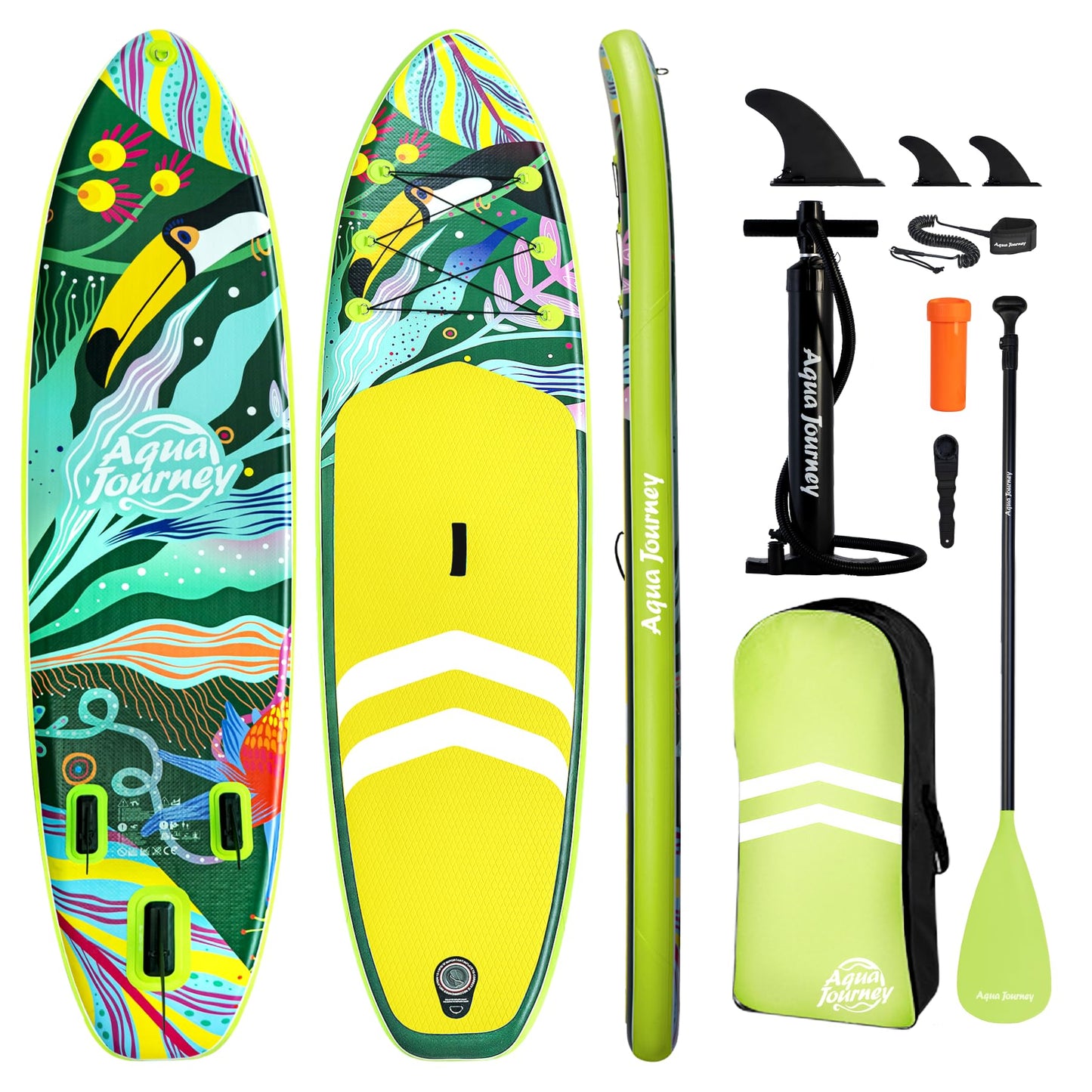 Aquajourney Inflatable Stand Up Paddle Board 10'6", Lightweight & Stable with 3-Fin Maneuverability, Complete Paddleboard Accessories for Adults & Youth, Ideal Outdoor Gift