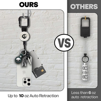 ClutchLoop Anti-Theft Phone Tether - Universal Adhesive Anchor, Retractable Steel Line and Locking Carabiner (White)