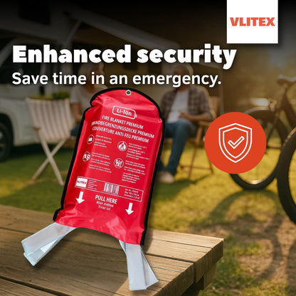 VLITEX Fire Blanket (59 x 59 in) | Engineered in Germany | Emergency & Lithium Battery Fire Suppression Blanket | Certified Fireproof Silicone & E-Fiberglass