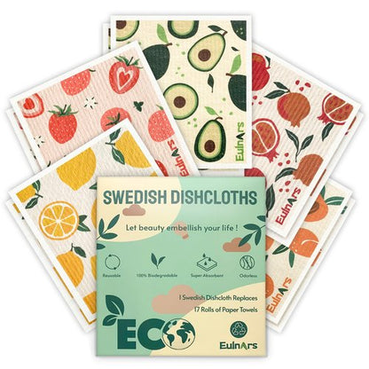 Eulnars Swedish Dishcloths for Kitchen, 10 Pack Reusable Paper Towels Washable, Soft Dish Towels for Kitchen, Super Absorbent Dish Cloths for Washing Dishes, Housewarming Gifts