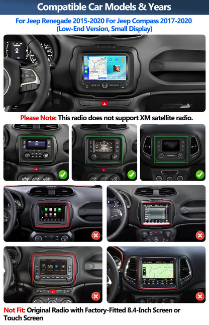 CAMECHO 4+64G Car Radio Stereo for Jeep Renegade 2015-2020 / Jeep Compass 2017-2020 (for Small Display), 7" IPS Touch Screen Head Unit with Android 15 CarPlay Android Auto GPS Bluetooth Type-C