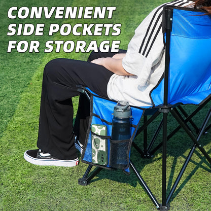 G GOOD GAIN Portable Soccer Bench - Team Bench Soccer 8 Seats with Bag, Sideline Folding Bench, Folded Chair Seating 8 for Football Camp Outdoor Sport Events, Team Chairs for Adults, Blue