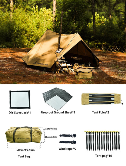 Dandelion Shell Hot Tent Cabin Plus X3 with Stove Jack – 4 Season Lightweight Shelter for 2–3 People, Waterproof & Windproof, Ideal for Camping, Backpacking, Hiking, Hunting & Fishing