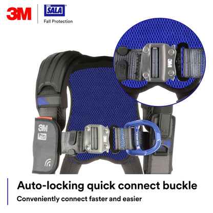 3M 113052 DBI-SALA ExoFit X300 Comfort Vest Positioning Safety Harness Fall Protection, OSHA, ANSI, General Industry, Aluminum Back and Hip D-Ring, Auto-Locking Quick Connect Leg and Chest Buckles, L
