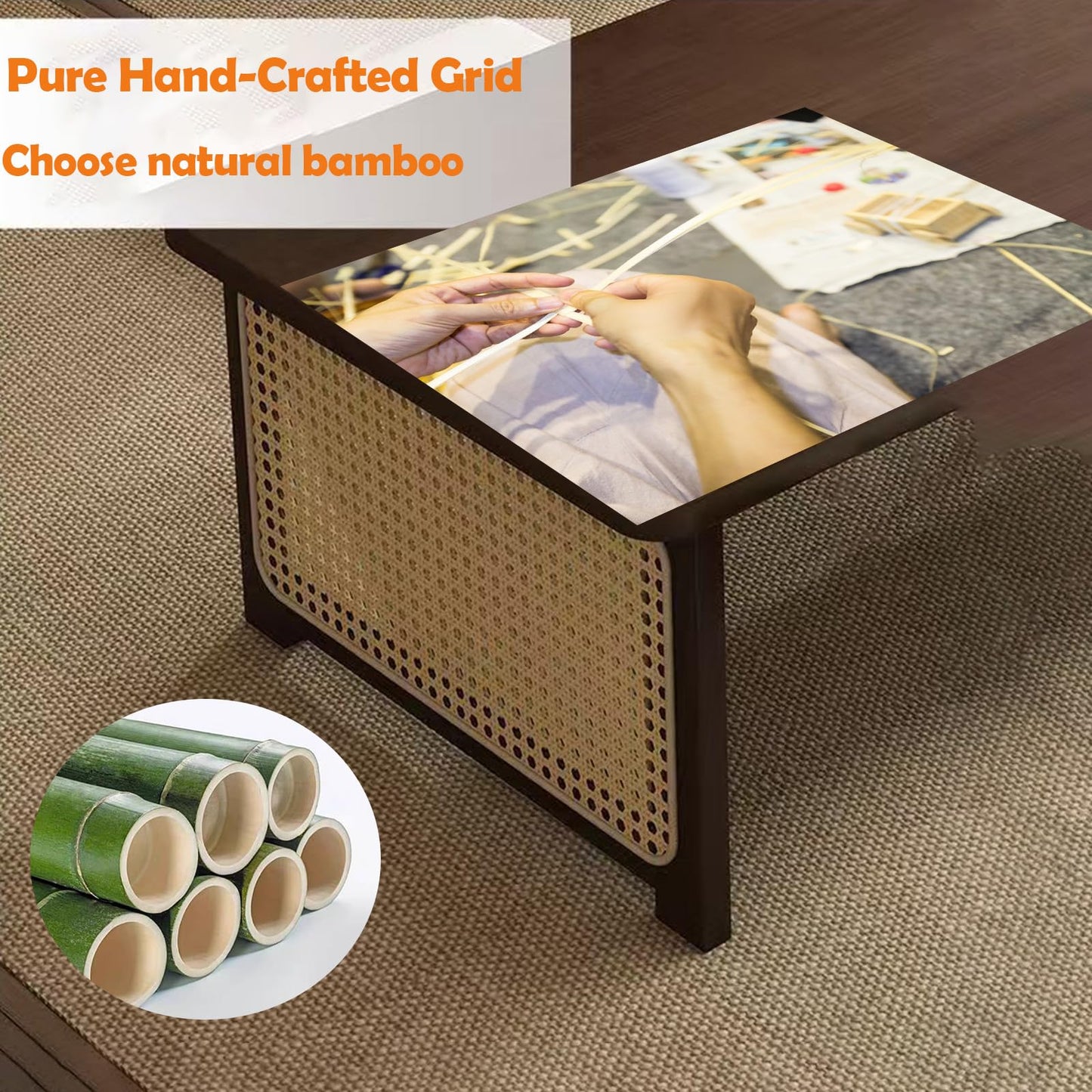 YHGSYXL Japanese Floor Table Bamboo Folding Coffee Table Portable Solid Wood Japanese Coffee Table, No Assembly Japanese Dining Table for Sitting on The Floor, Easy Storage(39.4 * 18.9 * 13.8in.)
