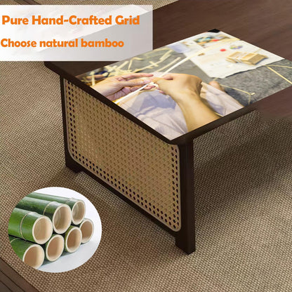 YHGSYXL Japanese Floor Table Bamboo Folding Coffee Table Portable Solid Wood Japanese Coffee Table, No Assembly Japanese Dining Table for Sitting on The Floor, Easy Storage(39.4 * 18.9 * 13.8in.)