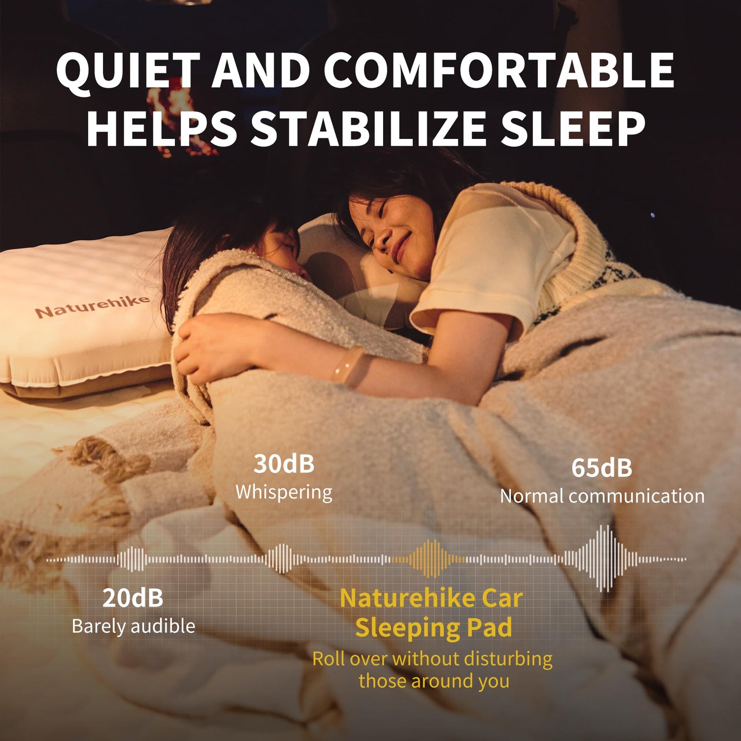 Naturehike 2.56’’ Thickened TPU Car Mattress for SUV Camping, Self Inflating Sleeping Pad Memory Foam Car Air Mattress Queen for Outdoors, Travel, Home