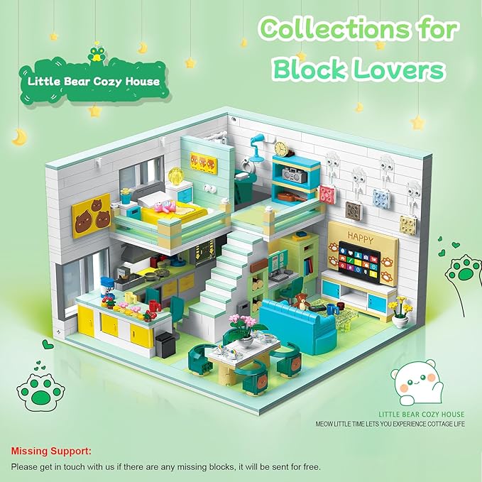 Friends House Building Block Set Pets Collection Small Brick Model Set Creative Mini Toy Building Sets Children’s Day Birthday for Teens Kids Boys Girls 8+ 1035 PCS