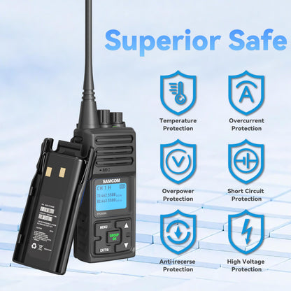 SAMCOM Two Way Radio with Shoulder Speaker Mic,5W High Power 2 Way Radios Long Range Walkie Talkie earpiece with mic for Adults Construction Site School Security(4 Pack)