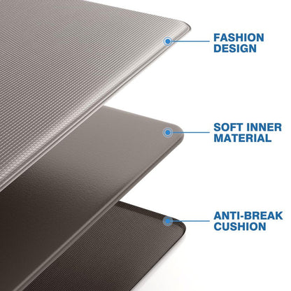 StepRite Kitchen Mats, 2PCS Kitchen Rugs, Cushioned Anti Fatigue Kitchen Mats for Floor, Non-Slip Standing Desk Mat, Waterproof Kitchen Rug Set for Kitchen, 20" x 32"+20" x 48"-0.4 inch Thick, Khaki